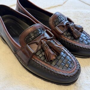 VINTAGE! 🇺🇸! NEW! Deadstock NOS Johnston Murphy Woven Leather Tassel Loafers 9.5